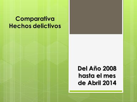 Comparativa Hechos delictivos Del Año 2008 hasta el mes de Abril 2014.