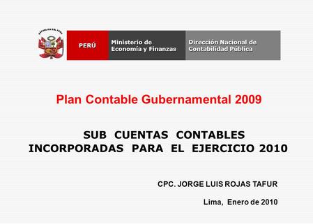 SUB CUENTAS CONTABLES INCORPORADAS PARA EL EJERCICIO 2010