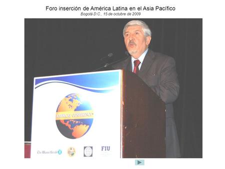 Foro inserción de América Latina en el Asia Pacífico Bogotá D.C., 15 de octubre de 2009.