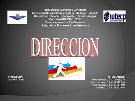 República Bolivariana de Venezuela Ministerio del Poder Popular para la Educación Superior Universidad Nacional Experimental Rómulo Gallegos Convenio UNERG-IUTECP.