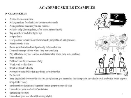 ACADEMIC SKILLS EXAMPLES