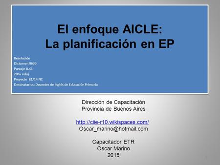 El enfoque AICLE: La planificación en EP