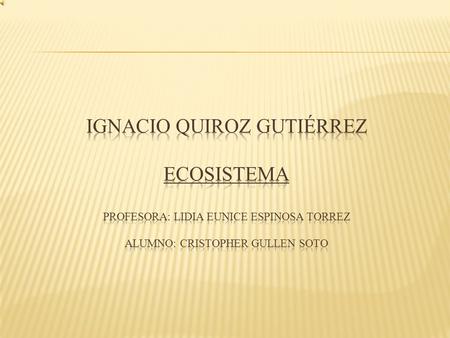 IGNACIO QUIROZ Gutiérrez ECOSISTEMA PROFESORA: LIDIA EUNICE ESPINOSA TORREZ ALUMNO: CRISTOPHER GULLEN SOTO.