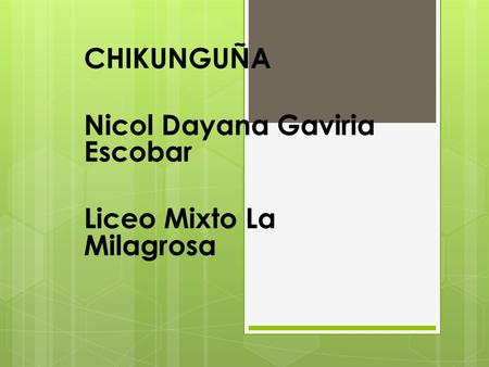CHIKUNGUÑA Nicol Dayana Gaviria Escobar Liceo Mixto La Milagrosa