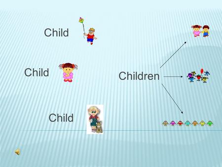 Child Children.  A la vista de la diapositiva anterior podemos deducir que:  CHILD sería NIÑO en español, entendiendo que “Niño” se refiere tanto a.