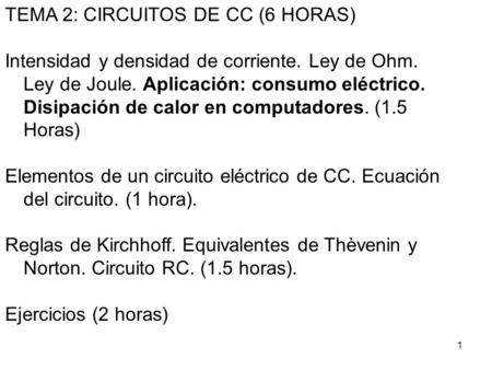 TEMA 2: CIRCUITOS DE CC (6 HORAS)