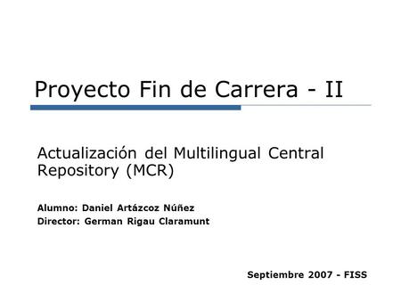 Proyecto Fin de Carrera - II
