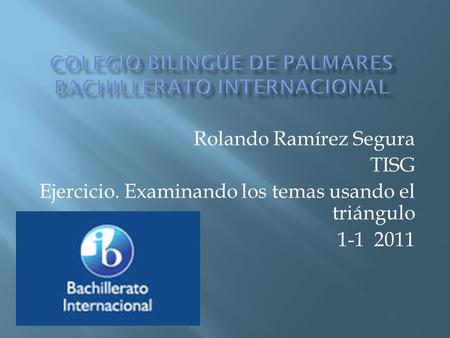 Rolando Ramírez Segura TISG Ejercicio. Examinando los temas usando el triángulo 1-1 2011.