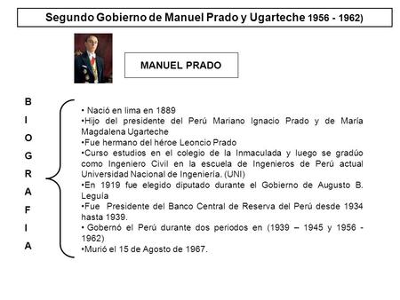 Segundo Gobierno de Manuel Prado y Ugarteche )