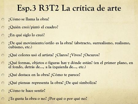 Esp.3 R3T2 La crítica de arte