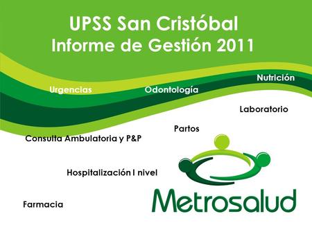 UPSS San Cristóbal Informe de Gestión 2011 Nutrición Urgencias