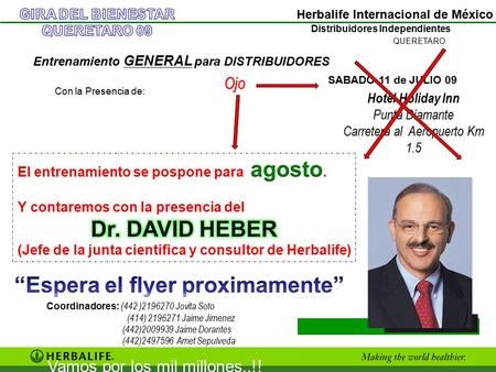 Dr. DAVID HEBER “Espera el flyer proximamente”