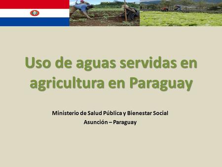 Uso de aguas servidas en agricultura en Paraguay Ministerio de Salud Pública y Bienestar Social Asunción – Paraguay.