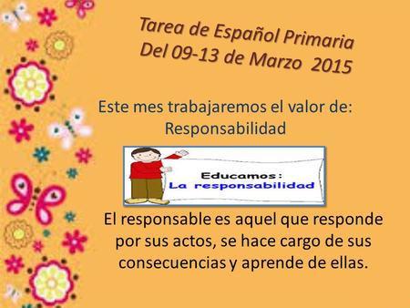Tarea de Español Primaria Del de Marzo 2015