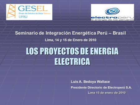 LOS PROYECTOS DE ENERGIA ELECTRICA