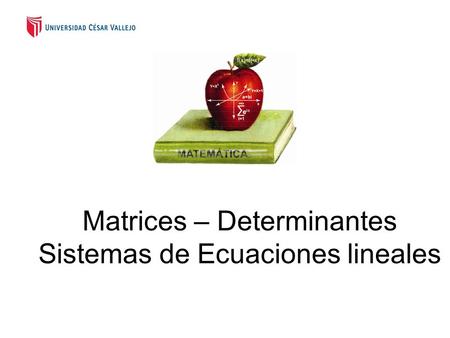 Matrices – Determinantes Sistemas de Ecuaciones lineales