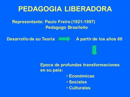 PEDAGOGIA LIBERADORA Representante: Paulo Freire ( )