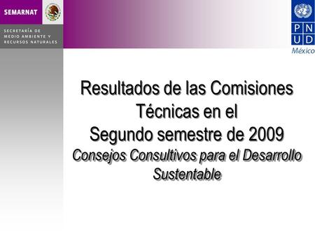 Consejos Consultivos para el Desarrollo Sustentable Resultados de las Comisiones Técnicas en el Segundo semestre de 2009 Consejos Consultivos para el Desarrollo.