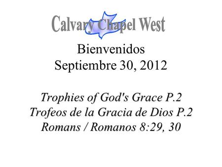 Trophies of God's Grace P.2 Trofeos de la Gracia de Dios P.2 Romans / Romanos 8:29, 30 Bienvenidos Septiembre 30, 2012 Trophies of God's Grace P.2 Trofeos.