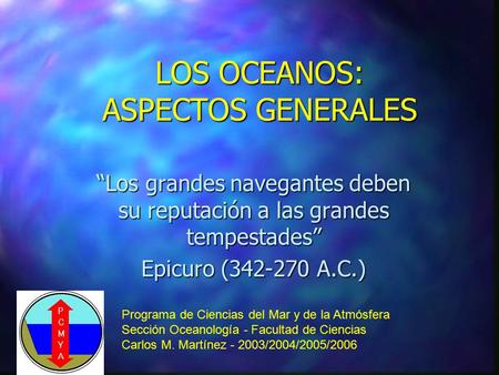 LOS OCEANOS: ASPECTOS GENERALES
