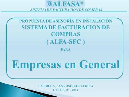 Empresas en General ( ALFA-SFC ) SISTEMA DE FACTURACION DE COMPRAS