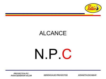 ALCANCE N.P.C PROYECTO N.P.C. PARA GENERAR VALOR GERENCIA DE PROYECTOS.
