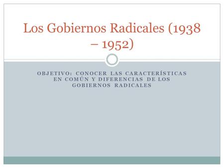 Los Gobiernos Radicales (1938 – 1952)