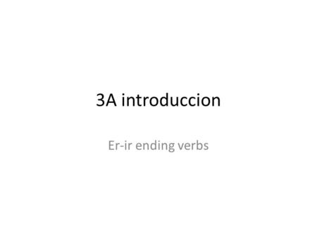 3A introduccion Er-ir ending verbs. HW: Realidades 1 3A flash cards/Quizlet-simple free learning Go to website and do three of the following exercises: