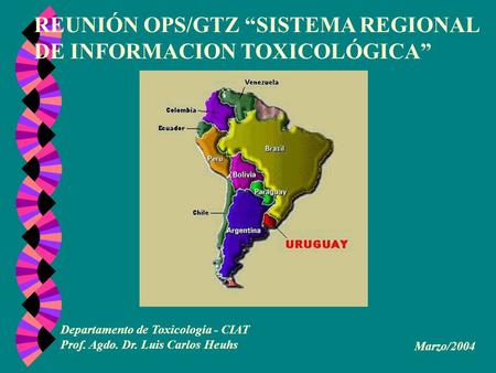 REUNIÓN OPS/GTZ “SISTEMA REGIONAL DE INFORMACION TOXICOLÓGICA” Departamento de Toxicología - CIAT Prof. Agdo. Dr. Luis Carlos Heuhs Marzo/2004.