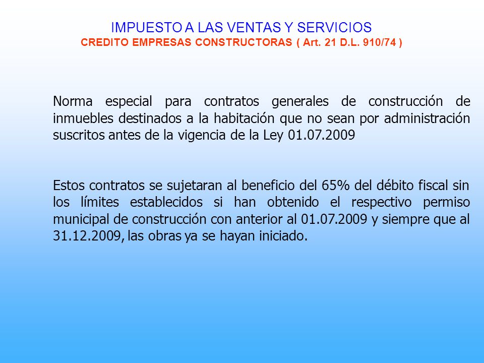 Credito Especial De Empresas Constructoras 65 Del Debito Fiscal Del Iva