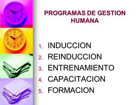 PROGRAMAS DE GESTION HUMANA