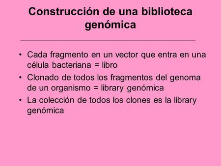 Construcción de una biblioteca genómica
