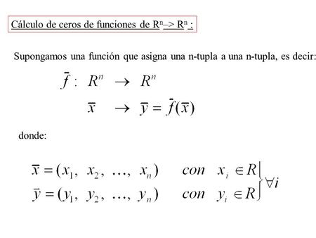 Cálculo de ceros de funciones de Rn–> Rn :