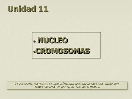 Unidad 11 NUCLEO CROMOSOMAS