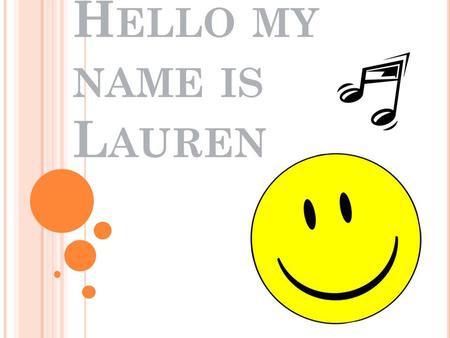H ELLO MY NAME IS L AUREN. Hola me llama Lauren. Yo vivo en Nueva York. Cuantos 14 años. Yo fue a Suffern High School. Hay tres hermanos.
