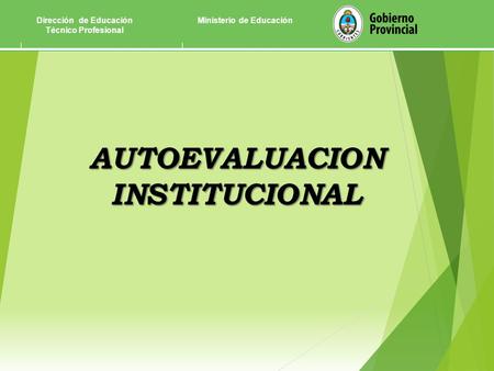Dirección de Educación Técnico Profesional Ministerio de Educación AUTOEVALUACION INSTITUCIONAL.
