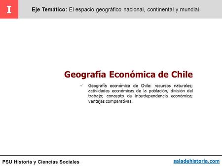 I Geografía Económica de Chile