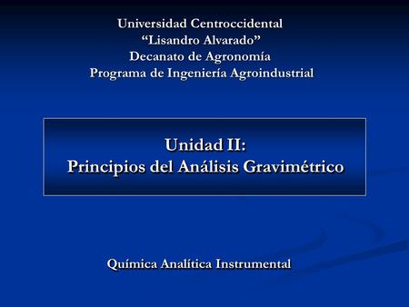 Universidad Centroccidental Programa de Ingeniería Agroindustrial