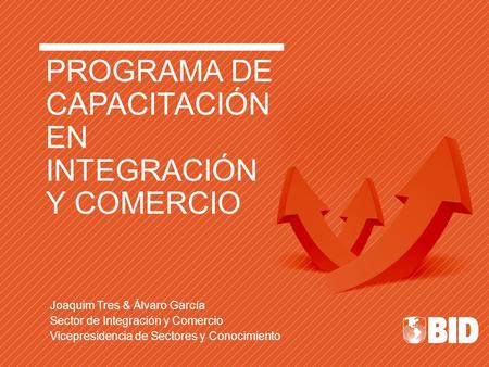 PROGRAMA DE CAPACITACIÓN EN INTEGRACIÓN Y COMERCIO Joaquim Tres & Álvaro García Sector de Integración y Comercio Vicepresidencia de Sectores y Conocimiento.
