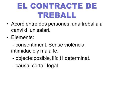 EL CONTRACTE DE TREBALL