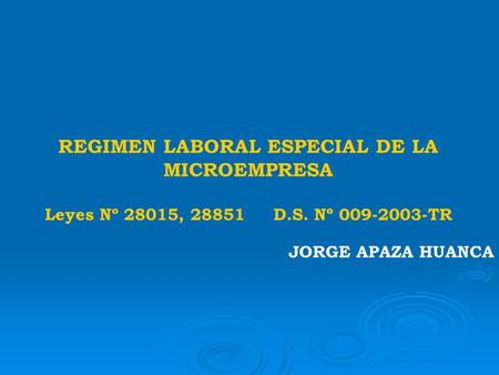 REGIMEN LABORAL ESPECIAL DE LA MICROEMPRESA