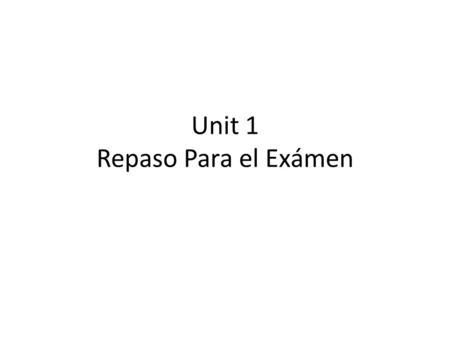 Unit 1 Repaso Para el Exámen. Part I. Greetings I can say and write my name and spell it for someone I can understand and use some commonly used words.