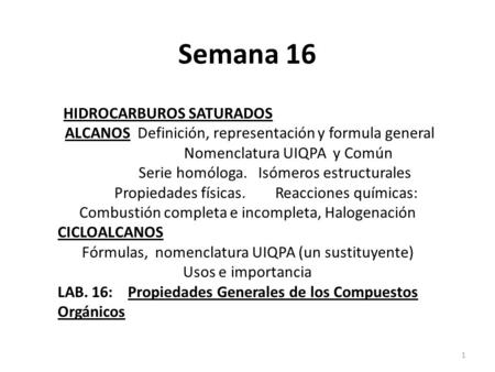 Semana 16 ALCANOS Definición, representación y formula general