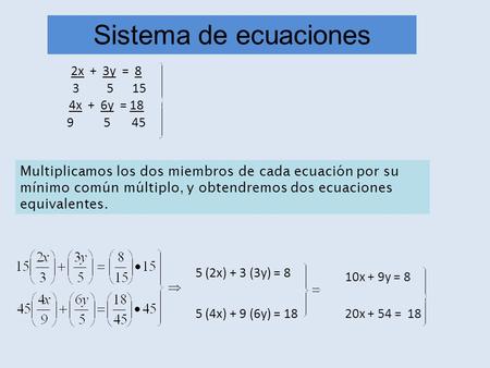 Sistema de ecuaciones 2x + 3y = x + 6y =
