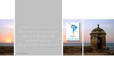 Centro de Convenciones - Cartagena de Indias Colombia 13, 14 y 15 de julio 2015 Implementación de las Normas Internacionales de Contabilidad del Sector.