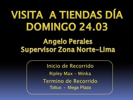 VISITA A TIENDAS DÍA DOMINGO Supervisor Zona Norte-Lima