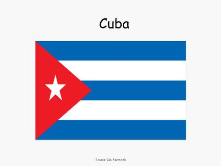 Source: CIA Factbook Cuba. Source: CIA Factbook Cuba Está en el Caribe y 150 Km. de Florida. La Habana es la capital. Al nordeste hay las islas Bahamas;