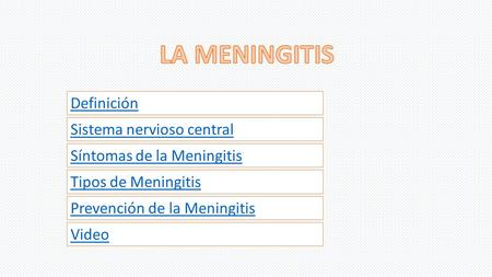 LA MENINGITIS Definición Sistema nervioso central