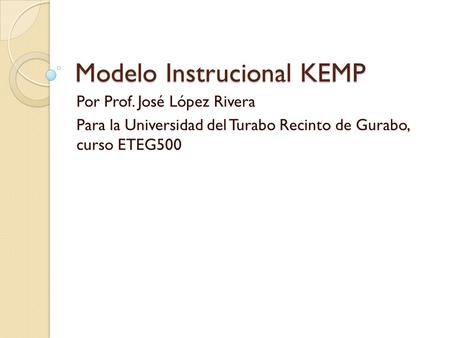 Modelo Instrucional KEMP
