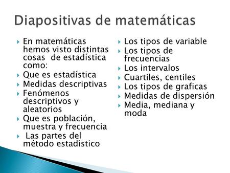 Diapositivas de matemáticas